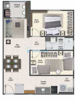 Imagem Apartamento com 2 Quartos à Venda, 56 m² em Aviação - Praia Grande