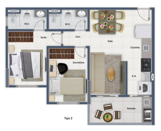 Imagem Apartamento com 2 Quartos à Venda, 57 m² em Forte - Praia Grande