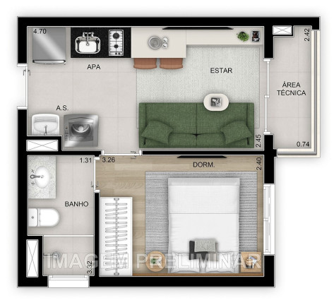 Apartamento com 1 Quarto à Venda, 28 m² em Vila Ema - São Paulo
