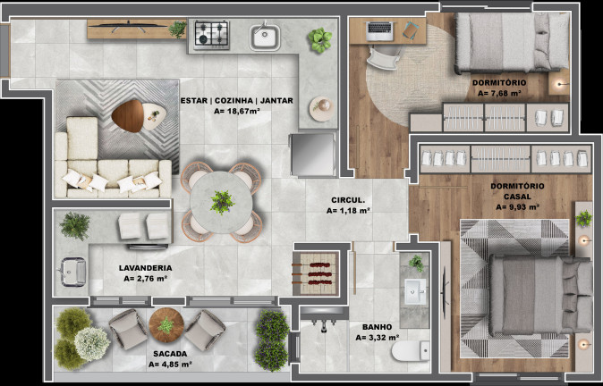 Imagem Apartamento com 2 Quartos à Venda, 56 m² em Cidade Nova - Caxias Do Sul