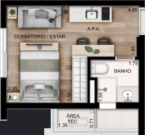 Imagem Imóvel com 1 Quarto à Venda, 21 m² em Perdizes - São Paulo