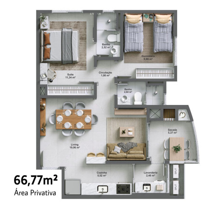 Imagem Apartamento com 2 Quartos à Venda, 66 m² em Centro - Criciúma