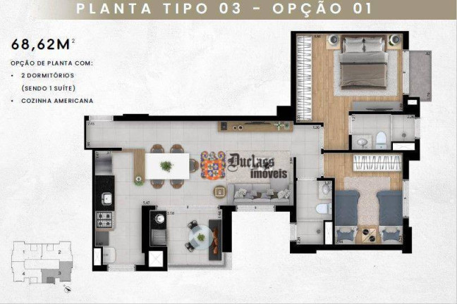 Imagem Apartamento com 2 Quartos à Venda, 68 m² em Jardim Guanabara - Campinas