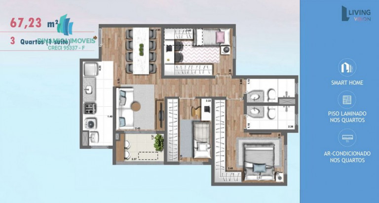 Imagem Apartamento com 3 Quartos à Venda, 64 m² em Bonfim - Campinas