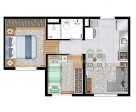 Imagem Apartamento com 2 Quartos à Venda, 33 m² em Brás - São Paulo