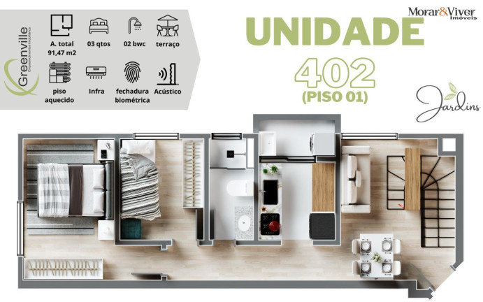 Imagem Apartamento com 3 Quartos à Venda, 75 m² em Cidade Jardim - São José Dos Pinhais