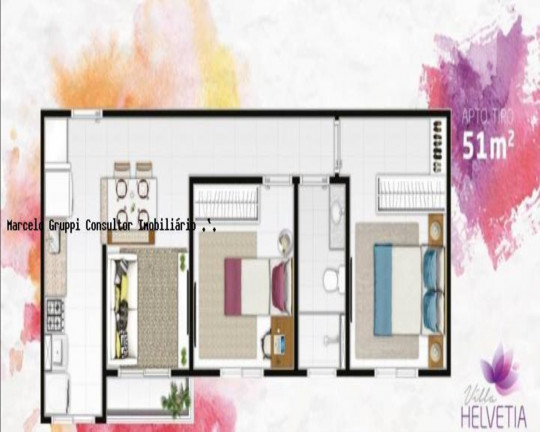 Imagem Apartamento com 2 Quartos à Venda, 51 m² em Helvétia - Indaiatuba