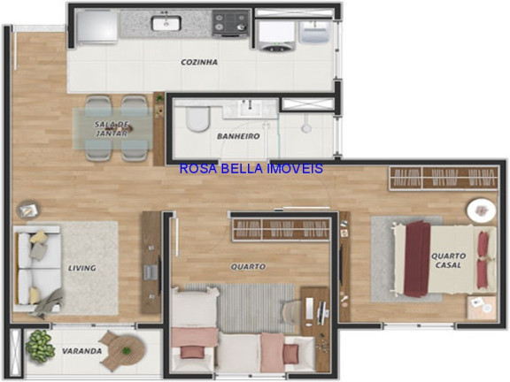 Imagem Apartamento com 2 Quartos à Venda, 52 m² em Tulipas - Jundiaí