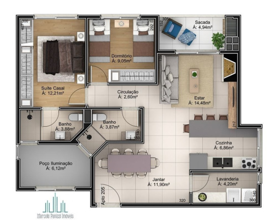 Imagem Apartamento com 2 Quartos à Venda, 77 m² em Centro - Garibaldi