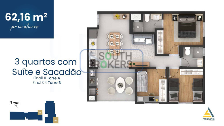 Imagem Apartamento com 3 Quartos à Venda, 33 m² em Centro - Pinhais