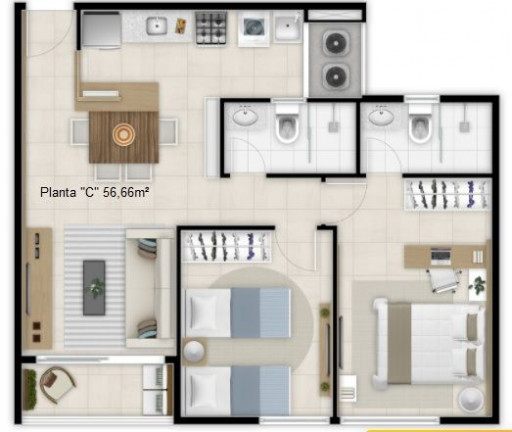 Imagem Apartamento com 2 Quartos à Venda, 56 m² em Benfica - Fortaleza