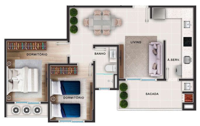 Imagem Apartamento com 2 Quartos à Venda, 60 m² em São Vicente - Itajaí