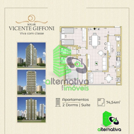 Imagem Apartamento com 2 Quartos à Venda, 74 m² em Centro - Taubaté