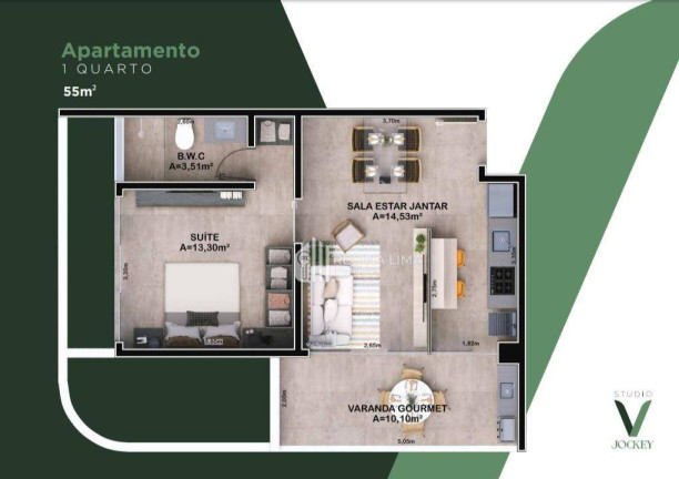 Imagem Apartamento com 1 Quarto à Venda, 55 m² em Jóquei - Teresina