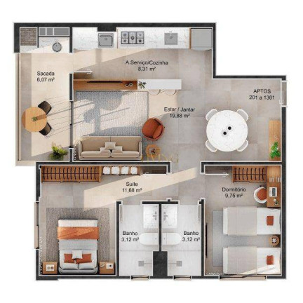 Imagem Apartamento com 2 Quartos à Venda, 73 m² em Barreiros - São José