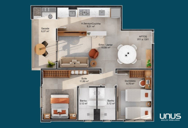 Imagem Apartamento com 2 Quartos à Venda, 123 m² em Barreiros - São José