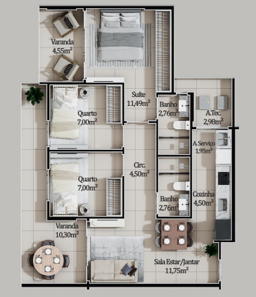 Imagem Apartamento com 2 Quartos à Venda, 54 m² em Itaparica - Vila Velha