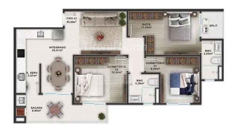 Imagem Apartamento com 3 Quartos à Venda, 85 m² em São Judas - Itajaí