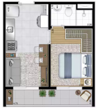 Apartamento com 2 Quartos à Venda, 31 m² em Bom Retiro - São Paulo
