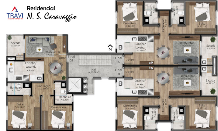 Imagem Apartamento com 2 Quartos à Venda, 71 m² em Santa Catarina - Caxias Do Sul