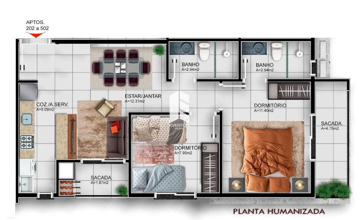 Imagem Apartamento com 2 Quartos à Venda, 60 m² em Camobi - Santa Maria
