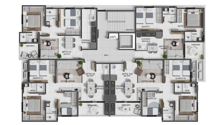 Apartamento com 2 Quartos à Venda, 52 m² em Intermares - Cabedelo