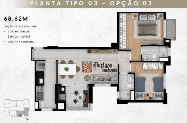 Imagem Apartamento com 2 Quartos à Venda, 68 m² em Jardim Guanabara - Campinas