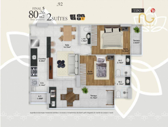 Imagem Apartamento com 2 Quartos à Venda, 80 m² em Vila Guilhermina - Praia Grande