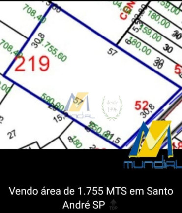 Imagem Terreno à Venda, 1.755 m² em Jardim Santo Antônio - Santo André