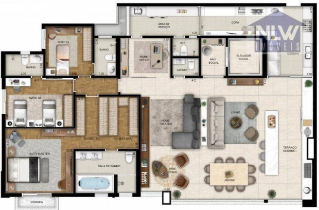 Apartamento com 3 Quartos à Venda, 211 m² em Cidade Jardim - São Paulo