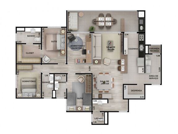 Imagem Apartamento com 3 Quartos à Venda, 141 m² em Vila Das Hortências - Jundiaí