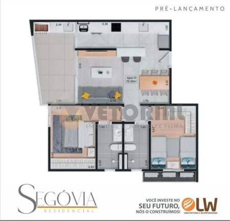 Imagem Apartamento com 2 Quartos à Venda, 72 m²