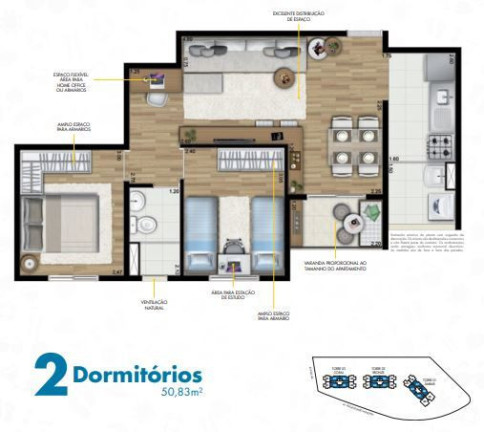Apartamento com 3 Quartos à Venda, 61 m² em Vila Carrão - São Paulo