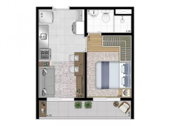 Apartamento com 1 Quarto à Venda, 28 m² em Vila Ema - São Paulo