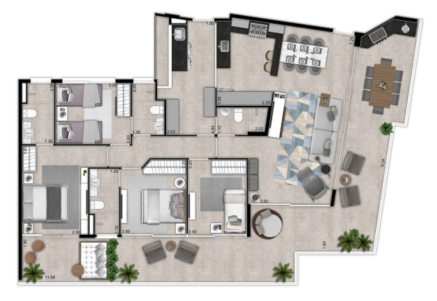 Apartamento com 4 Quartos à Venda, 163 m² em Riviera De São Lourenço - Bertioga