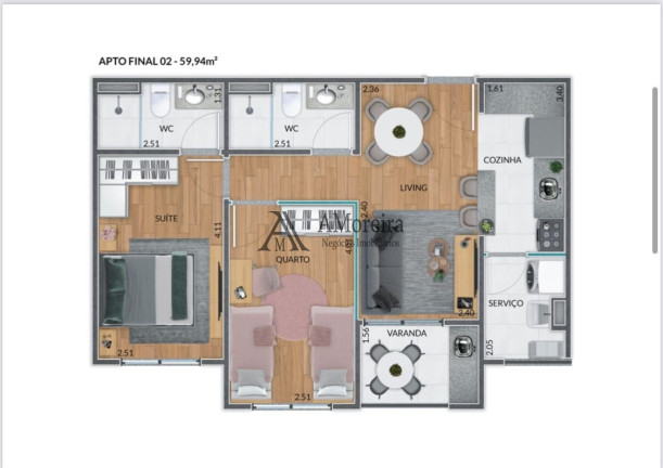 Apartamento com 2 Quartos à Venda, 72 m² em Parque Da Represa - Jundiaí