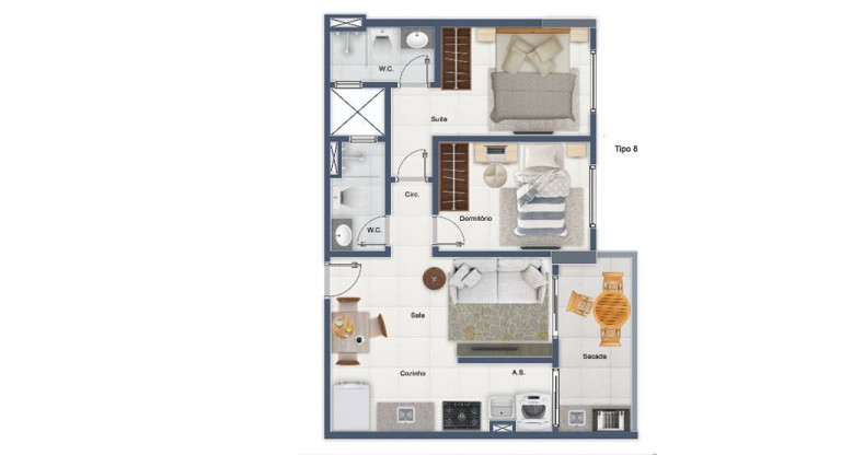 Imagem Apartamento com 2 Quartos à Venda, 57 m² em Forte - Praia Grande