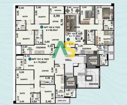 Apartamento com 3 Quartos à Venda, 68 m² em Cordeiro - Recife