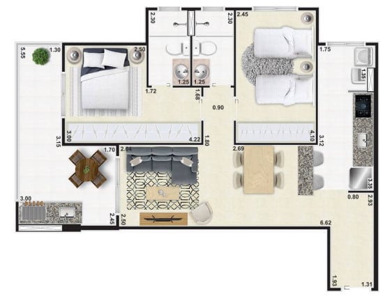Imagem Apartamento com 2 Quartos à Venda, 75 m² em Oceanopolis - Mongagua