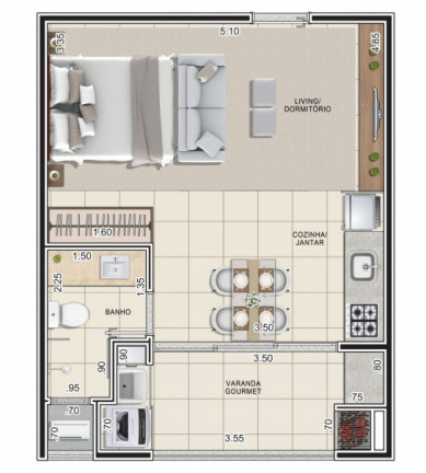 Imagem Apartamento com 1 Quarto à Venda, 35 m² em Perequê Açu - Ubatuba