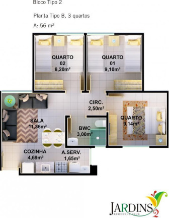 Imagem Apartamento com 3 Quartos à Venda, 56 m² em Dirceu - Teresina