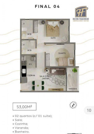 Apartamento com 2 Quartos à Venda, 53 m² em Poço - Cabedelo