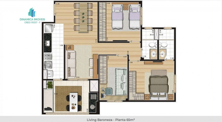 Imagem Apartamento com 2 Quartos à Venda, 65 m² em -- - --