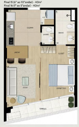 Imagem Apartamento com 1 Quarto à Venda, 40 m² em Centro - Jundiaí
