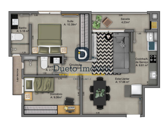 Apartamento com 2 Quartos à Venda, 62 m² em Noal - Santa Maria