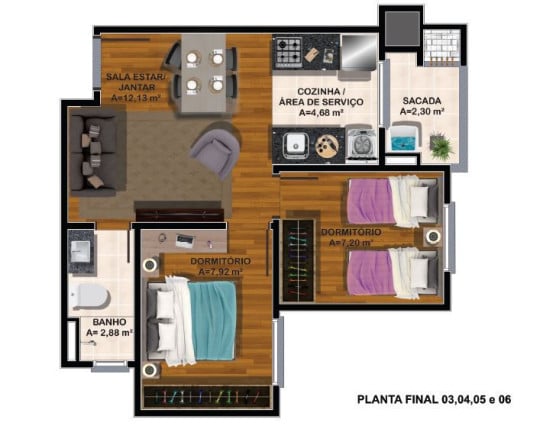 Imagem Apartamento com 2 Quartos à Venda, 45 m² em Nossa Senhora Das Graças  - Caxias Do Sul