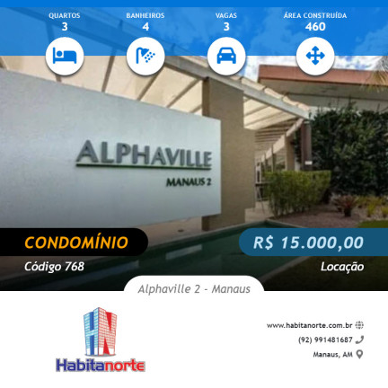 Imagem Casa com 3 Quartos para Alugar,  em Ponta Negra - Manaus