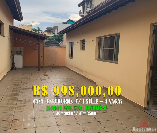 Imagem Casa com 3 Quartos à Venda, 303 m² em Jardim Paulista I - Jundiaí