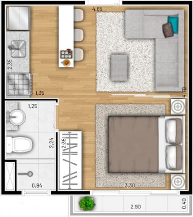 Apartamento com 2 Quartos à Venda, 38 m² em Cidade Jardim - São Paulo
