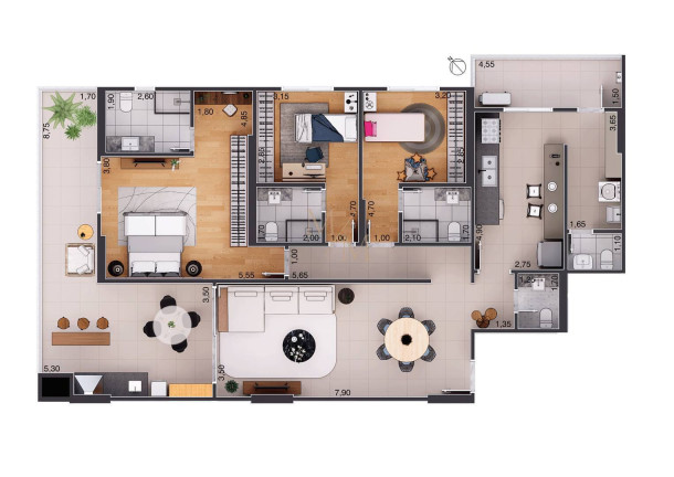 Imagem Apartamento com 3 Quartos à Venda, 170 m² em Aparecida - Santos